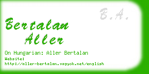 bertalan aller business card